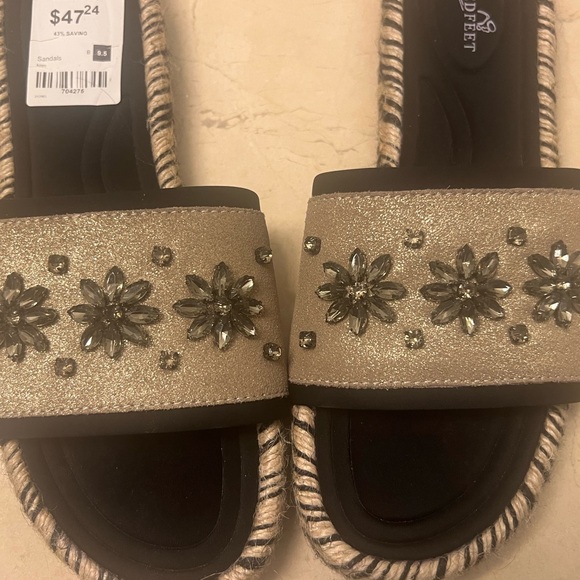 Naked Feet Shoes - Beige Sandals with Gem Embellishments